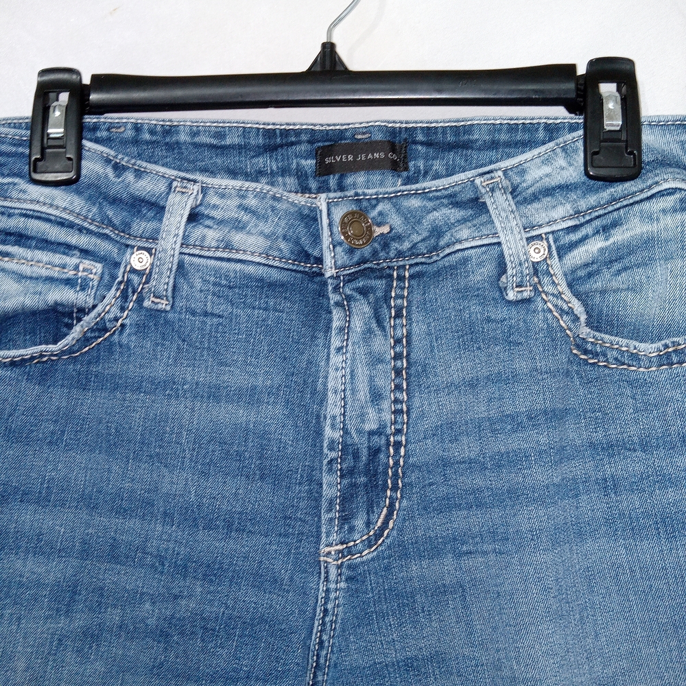 Silver Jeans Suki Flare Mid Rise Bootcut Denim Jeans Women’s 14/ L33 Stretch EUC - Picture 4 of 13